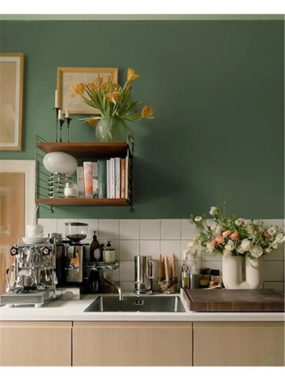 Dark Green Peel Stick Wallpaper Vinyl Contact Paper Cabinet Countertop Decor